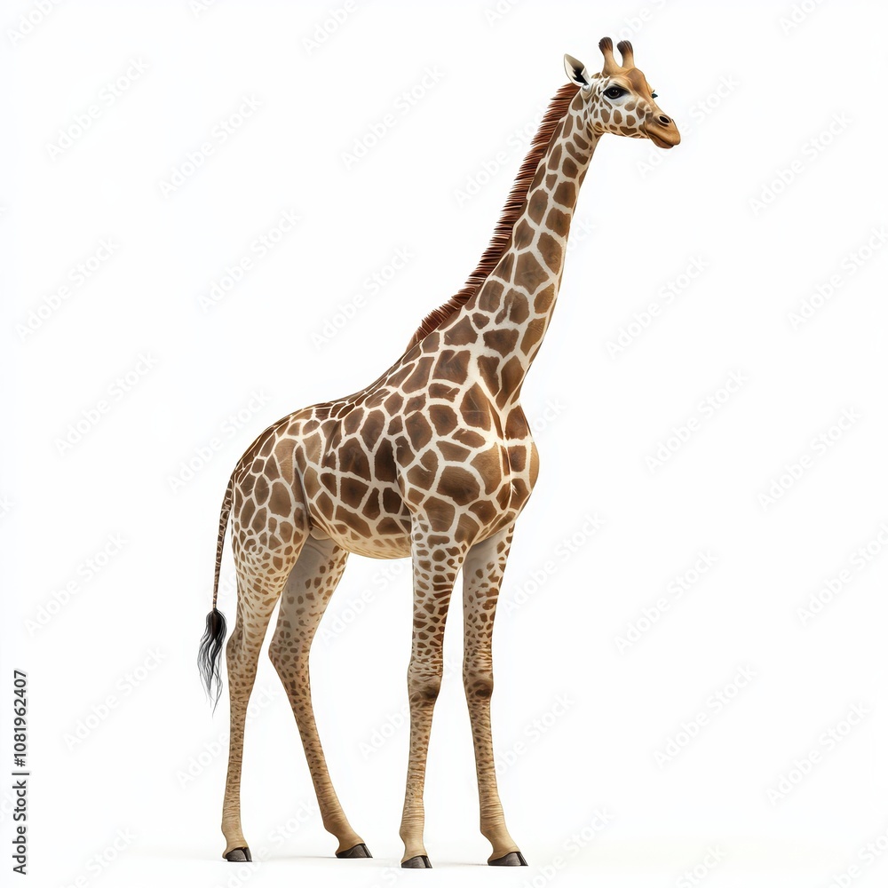 Naklejka premium Majestic Giraffe Against White Background
