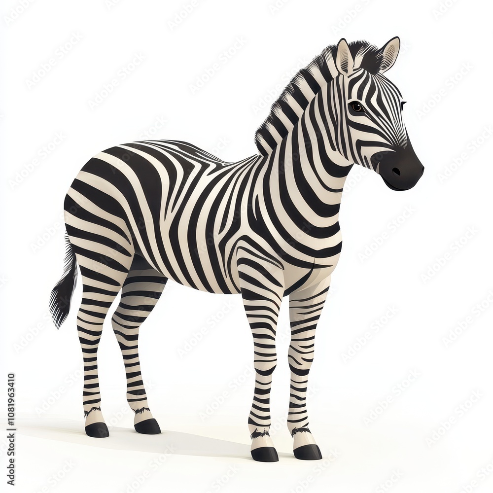 Playful Cartoon Zebra on a White Background Playful Cartoon Zebra on a White Background