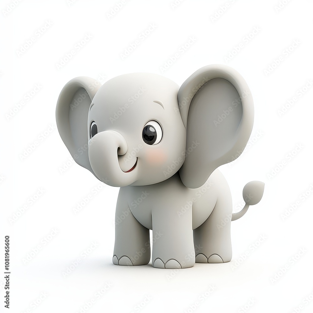 Cute Cartoon Elephant with Big Ears and Friendly Smile Cute Cartoon Elephant with Big Ears and Friendly Smile