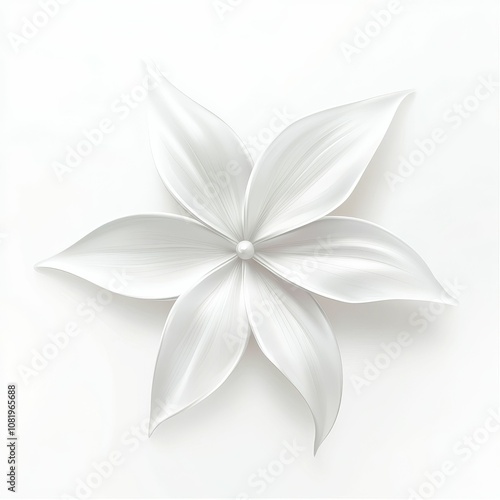 White flower with pearl in center.