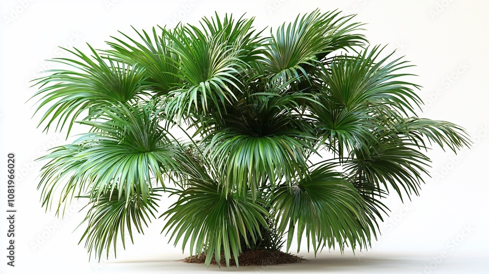 Lush green palm tree isolated on white background. Lush green palm tree isolated on white background.