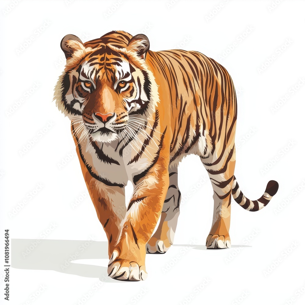 Fototapeta premium Majestic Tiger Walking with Intense Gaze