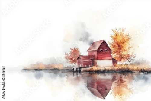 Country house, illustration, copyspace