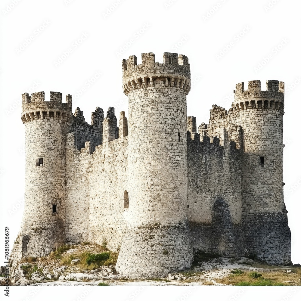 Stone castle with towers and windows. Stone castle with towers and windows.