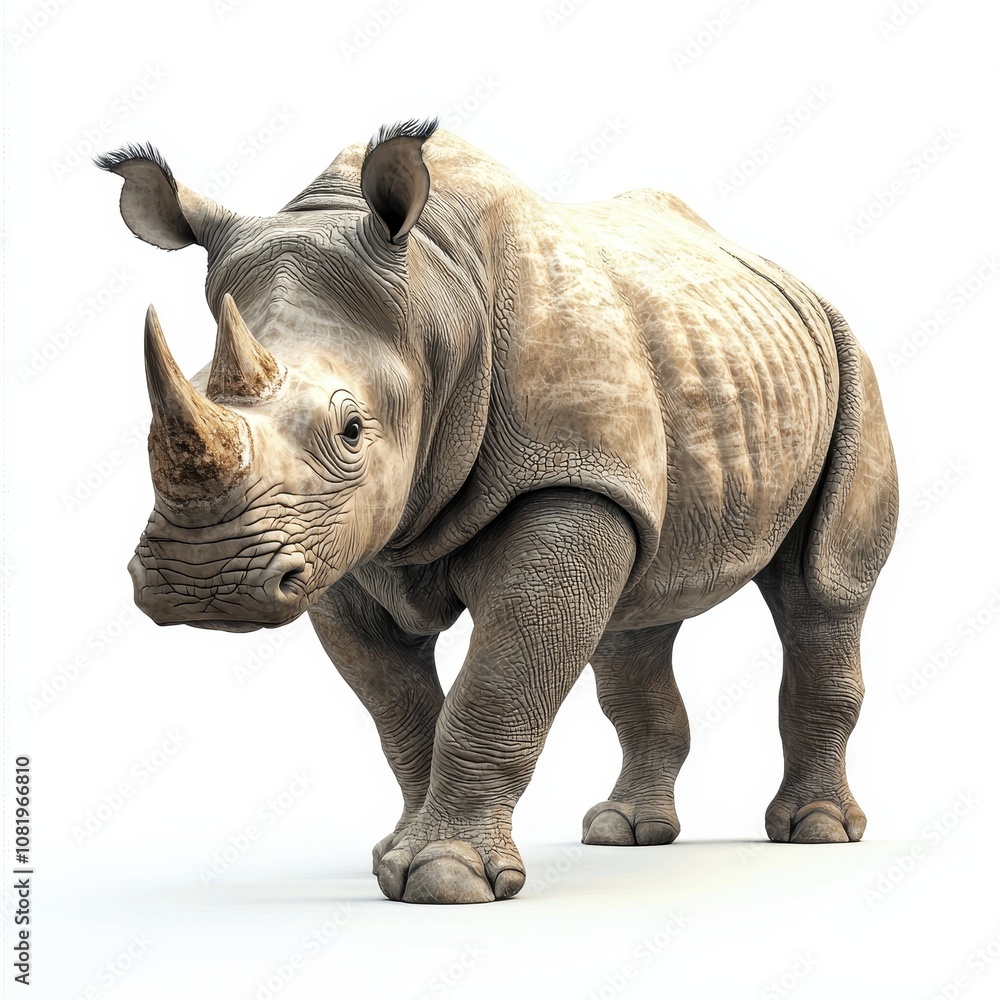 Fototapeta premium Realistic Rhino Illustration for Wildlife Themes