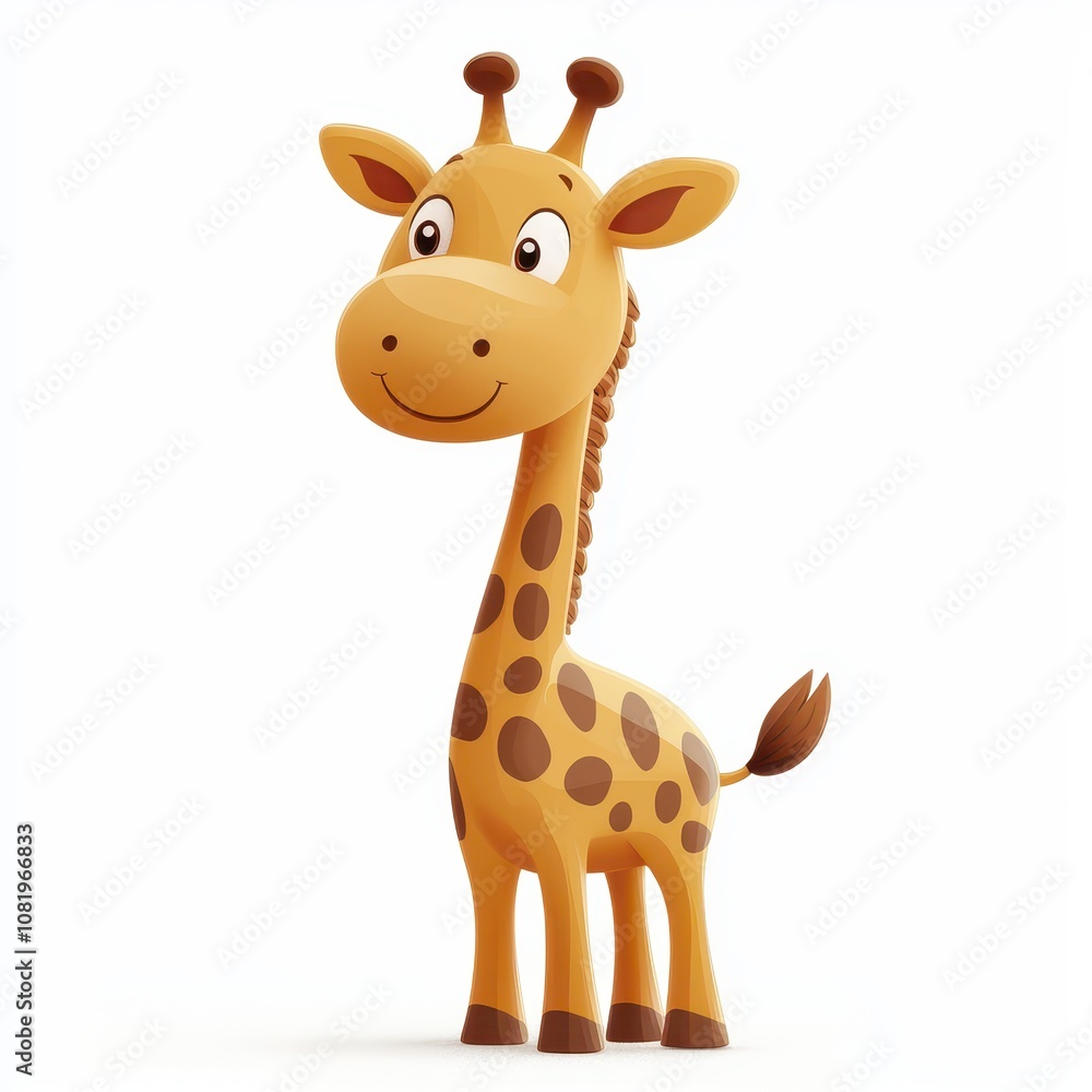 Cute Cartoon Giraffe with Friendly Expression Cute Cartoon Giraffe with Friendly Expression