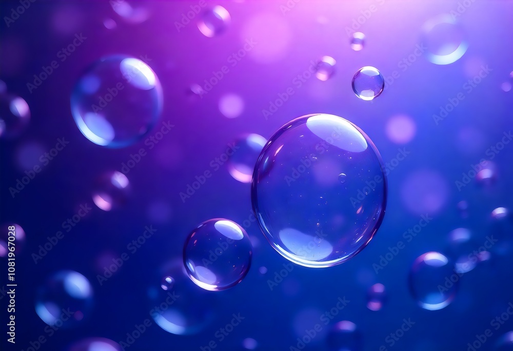 Bubbles in a blue background with the purple light behind it water drops on blue background Bubbles in a blue background with the purple light behind it water drops on blue background