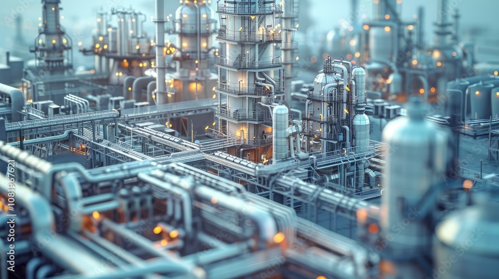 Render of an advanced industrial complex with clean lines Render of an advanced industrial complex with clean lines
