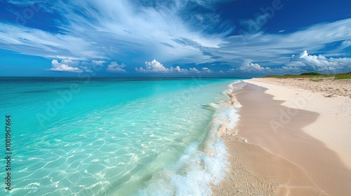 Fototapeta Naklejka Na Ścianę i Meble -  Pristine beach with crystal-clear turquoise waters