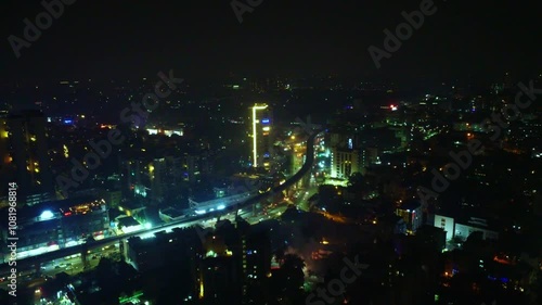 Wallpaper Mural Night time 4K Ariel shot of newly constructed Banerghatta road metro line in Bangalore city, India Torontodigital.ca