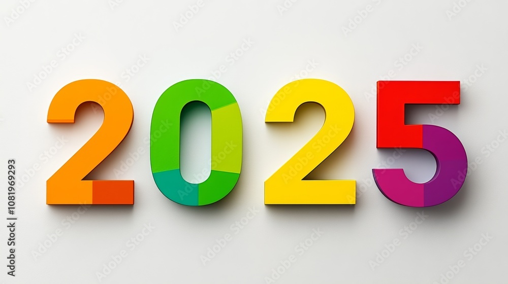 Colorful arrangement of the numbers 20, 25, and 25. The numbers are arranged in a way that they appear to be a rainbow, with each number having a different color Colorful arrangement of the numbers 20, 25, and 25. The numbers are arranged in a way that they appear to be a rainbow, with each number having a different color