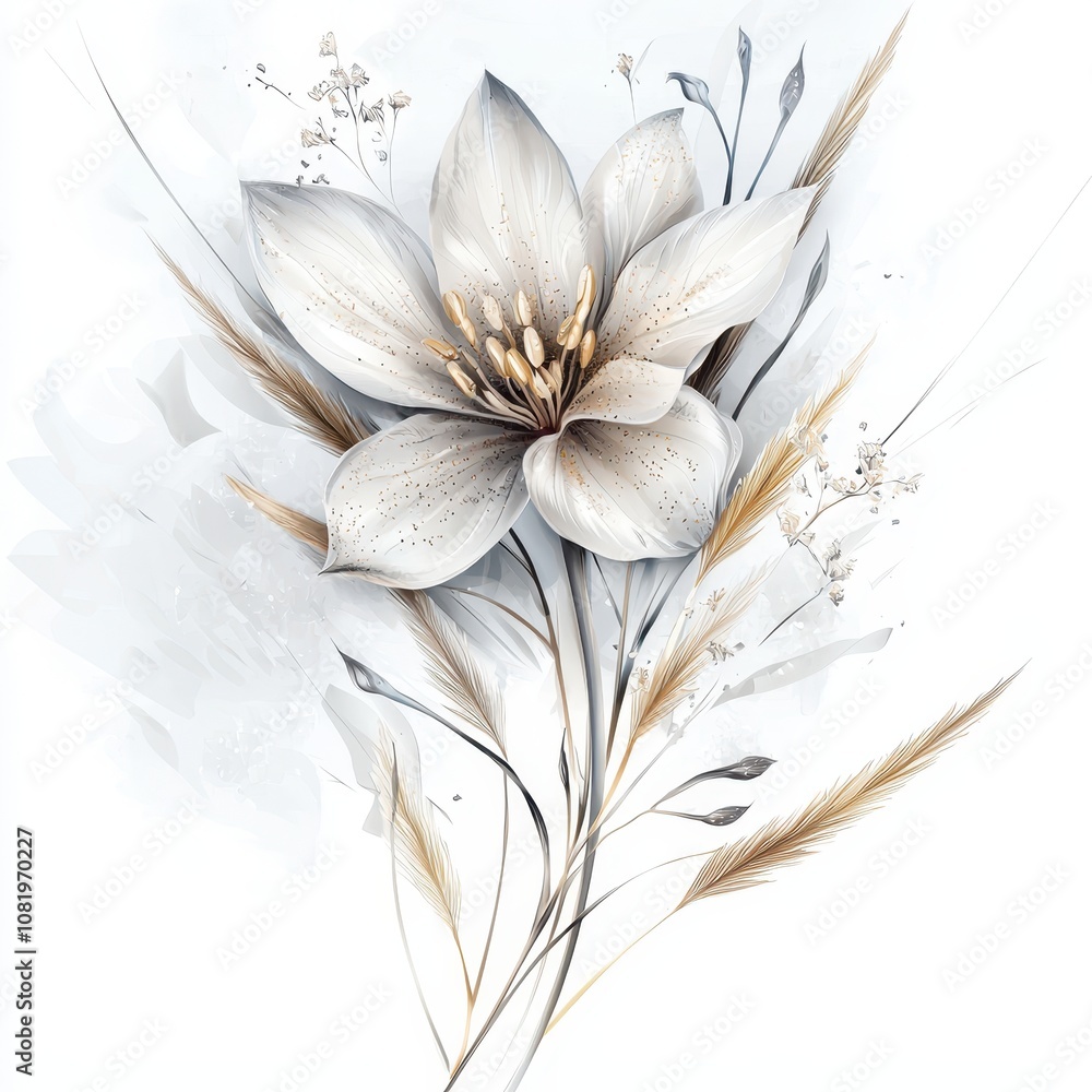 Fototapeta premium Elegant White Flower Arrangement with Delicate Accents