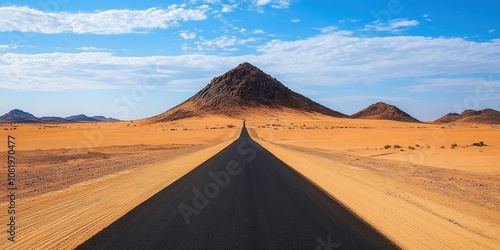 Serene Desert Roadway Under Blue Sky