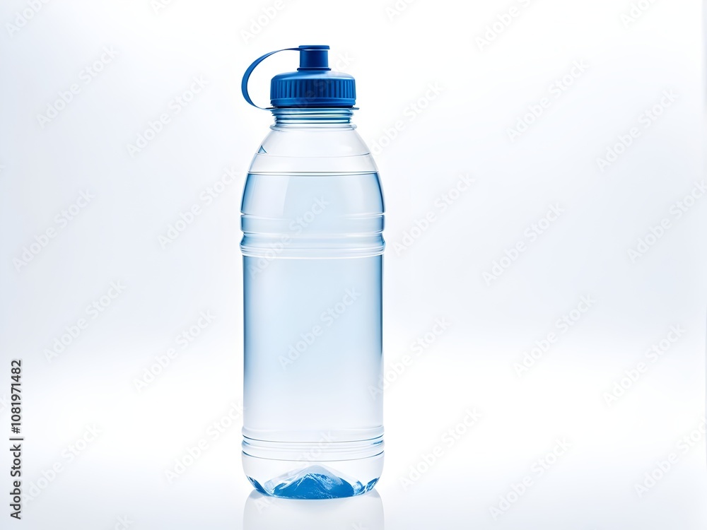 A clear plastic water bottle, isolated on a white background A clear plastic water bottle, isolated on a white background