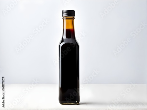 A bottle of soy sauce, isolated on a white