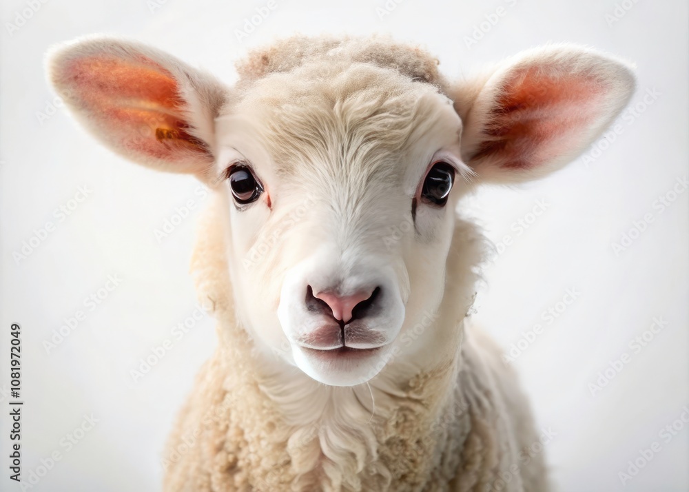 Adorable Baby Sheep on White Background - High Depth of Field, Cute Farm Animal, Fluffy Lamb, Nature Photography, Isolated Image, Pastoral Charm, Sweet Livestock, Animal Portrait Adorable Baby Sheep on White Background - High Depth of Field, Cute Farm Animal, Fluffy Lamb, Nature Photography, Isolated Image, Pastoral Charm, Sweet Livestock, Animal Portrait