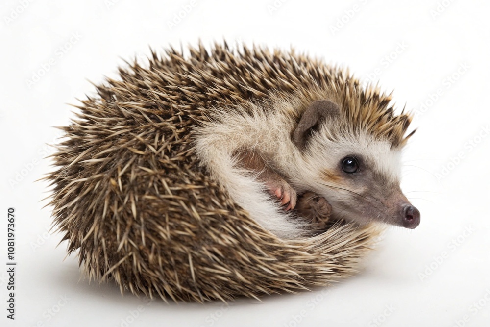 Close-up of a hedgehog isolated on white background Close-up of a hedgehog isolated on white background