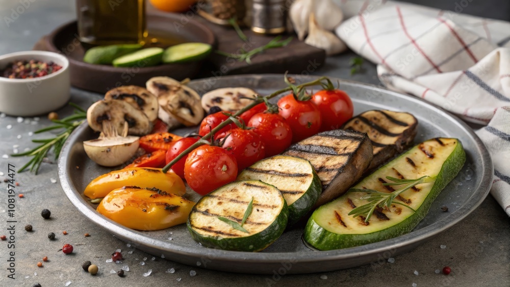 grilled sausages with vegetables and fruits grilled sausages with vegetables and fruits