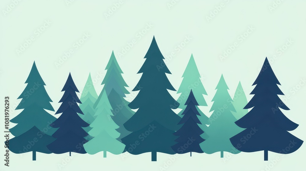 Abstract Forest Silhouettes on Soft Background Abstract Forest Silhouettes on Soft Background