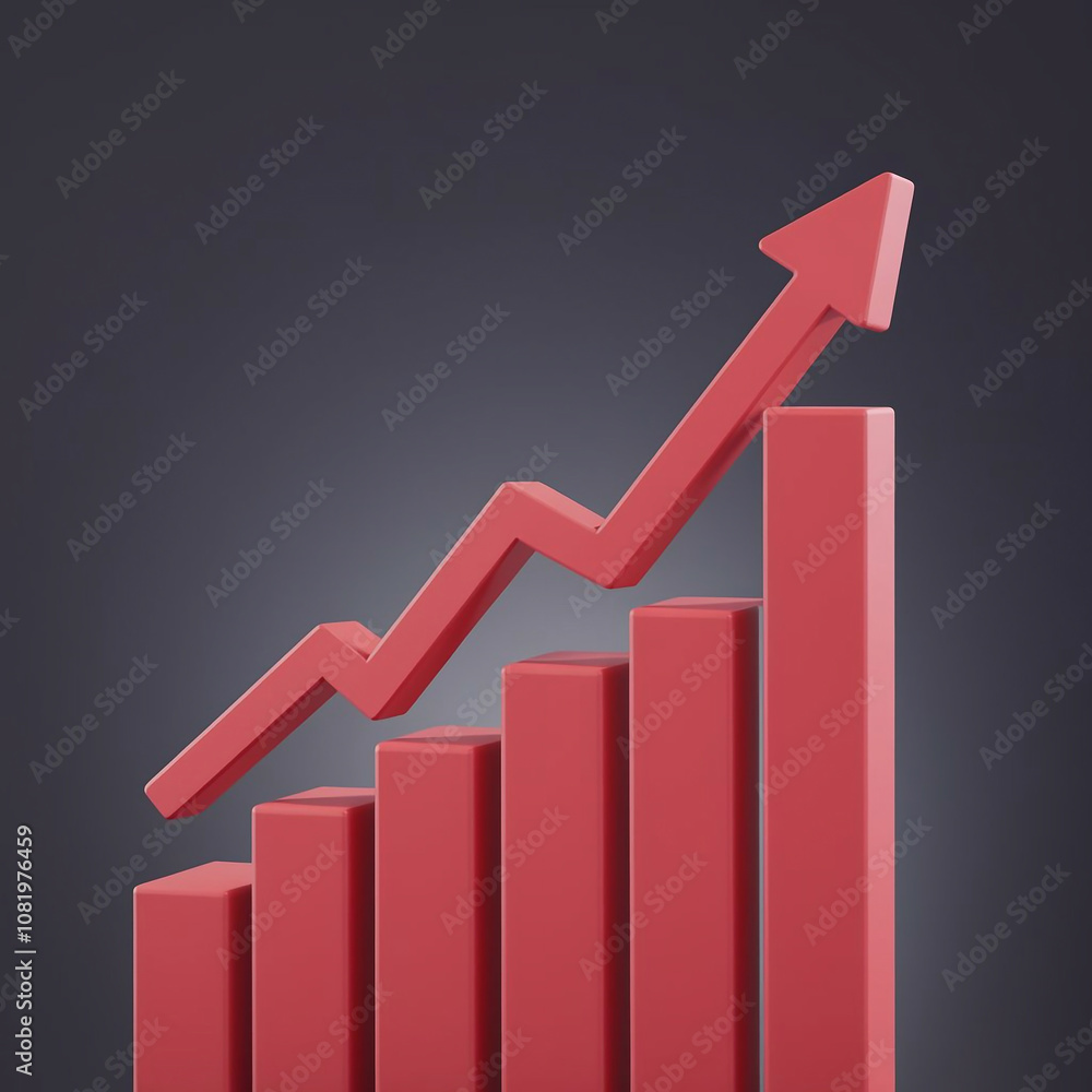 Red upward arrow graph showing rising trend, cut out (1) Red upward arrow graph showing rising trend, cut out (1)