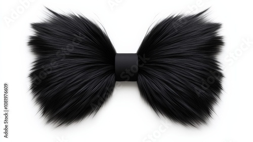 Close up of a black man's hair with a black bow tie. The hair is very thick and full, giving the impression of a wild and untamed look. The bow tie adds a touch of sophistication photo