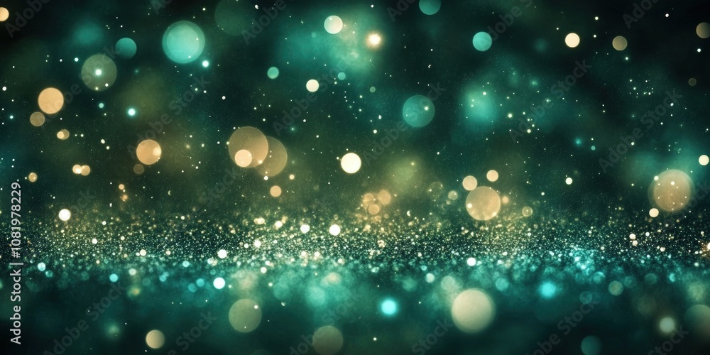 green bokeh background, Green Christmas particles and sprinkles for a holiday event. Background with sparkles and glitters green bokeh background, Green Christmas particles and sprinkles for a holiday event. Background with sparkles and glitters