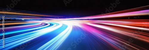 Hyperspace Light Speed Warp Journey, A Vibrant Blur of Color Streaks as a Time Travel Concept