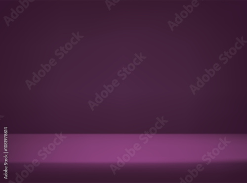 Empty dark purple studio background. Empty dark studio background. Abstract studio room platform design. Space for selling products on the website. Vector illustration.