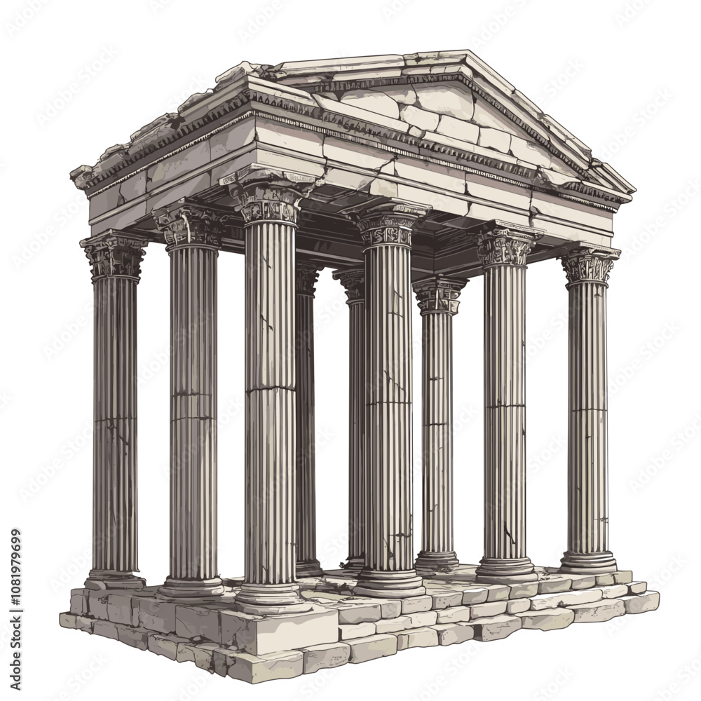 Obraz premium Ancient Greek and Roman Temple with Corinthian Columns