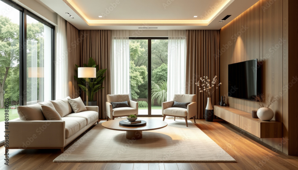 A Stunning Modern Living Room Design with Natural Elements and Elegant Decor A Stunning Modern Living Room Design with Natural Elements and Elegant Decor
