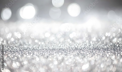 white and silver glitter background with space for text, white and grey glitter bokeh . white bokeh blur circle variety Dreamy soft focus wallpaper backdrop, Christmas snow or anniversary banner, 