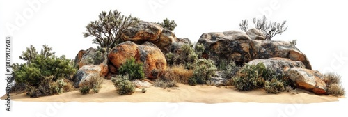 Rocky Desert Landscape with Vegetation photo