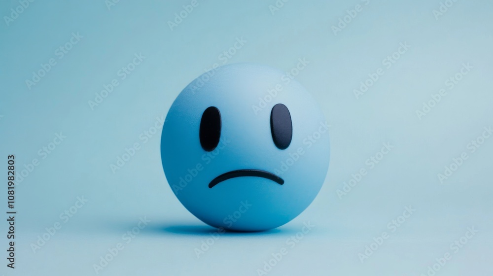 Blue Monday Vibes: Sad Emoji Icon on Blue Backdrop Blue Monday Vibes: Sad Emoji Icon on Blue Backdrop