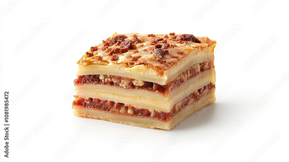 Slice of Lasagna with Cheese and Spinach. Slice of Lasagna with Cheese and Spinach.
