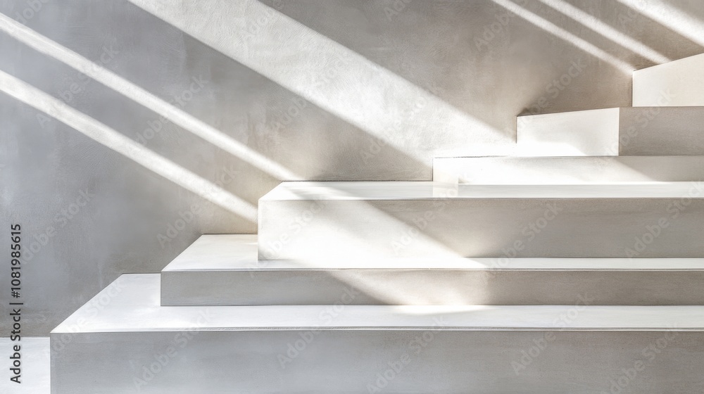 Modern Minimalist Staircase in Bright Natural Light Showcasing Clean Lines and Soft Shadows on a Textured Concrete Wall for Architectural and Interior Design Aesthetics Modern Minimalist Staircase in Bright Natural Light Showcasing Clean Lines and Soft Shadows on a Textured Concrete Wall for Architectural and Interior Design Aesthetics