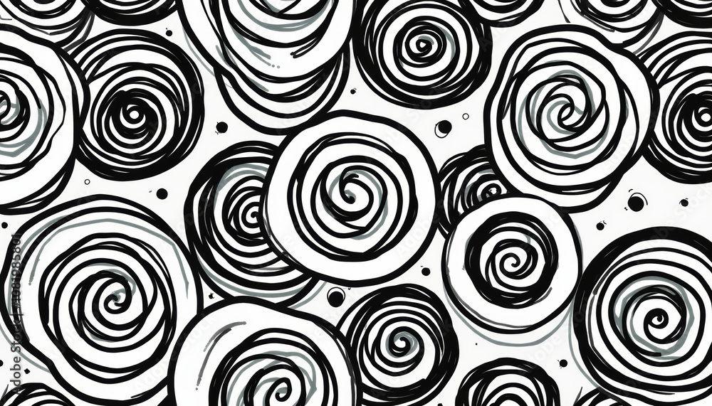 Intricate Black and White Spiral Pattern Design Intricate Black and White Spiral Pattern Design