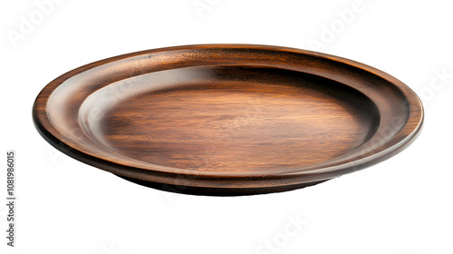 Wooden plate, and bowl, isolated on a transparent background photo