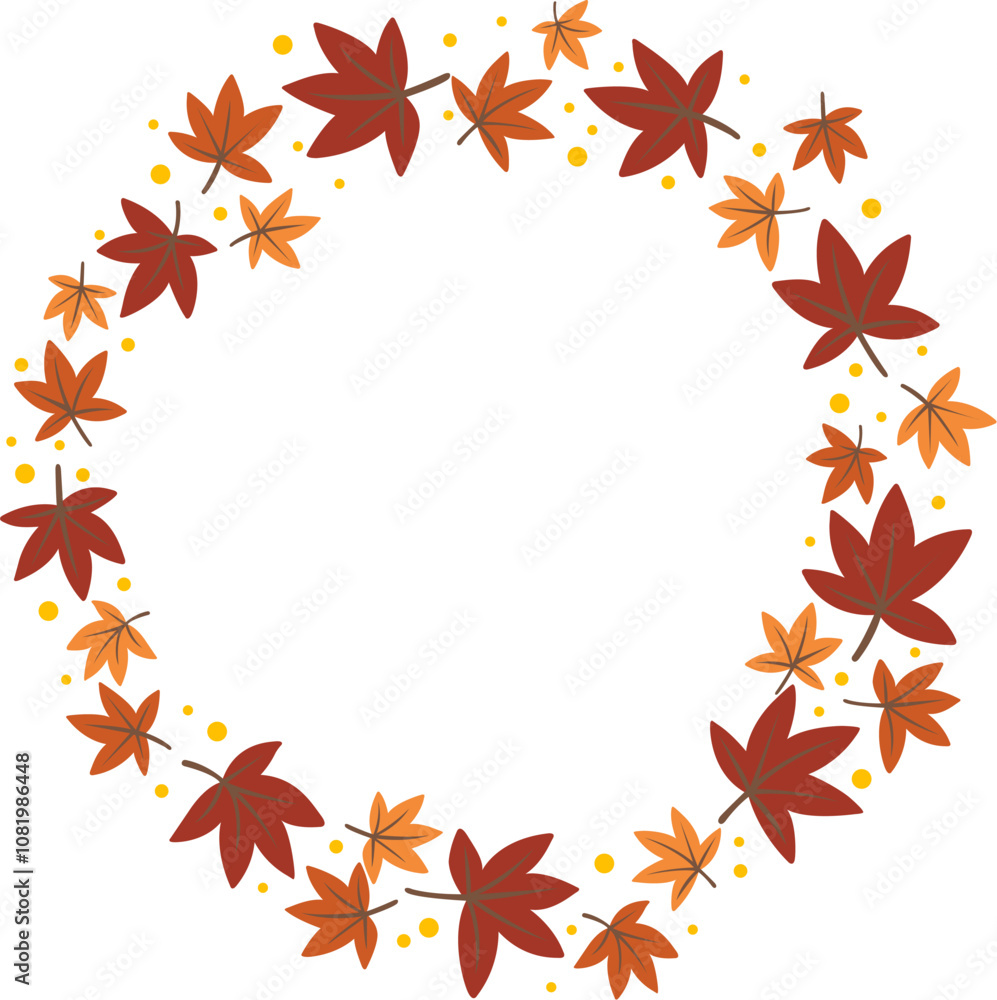 Maple leaves with bubble wreath frame for Thanksgiving festival and Autumn seasonal. Maple leaves with bubble wreath frame for Thanksgiving festival and Autumn seasonal.