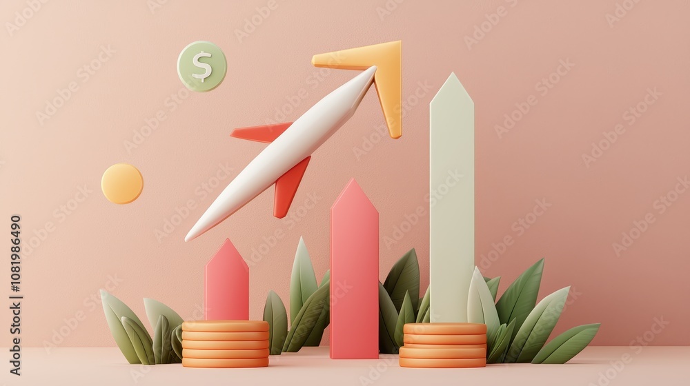 A colorful 3D illustration depicting a rocket soaring above rising bars and coins, symbolizing financial growth and investment opportunities. A colorful 3D illustration depicting a rocket soaring above rising bars and coins, symbolizing financial growth and investment opportunities.
