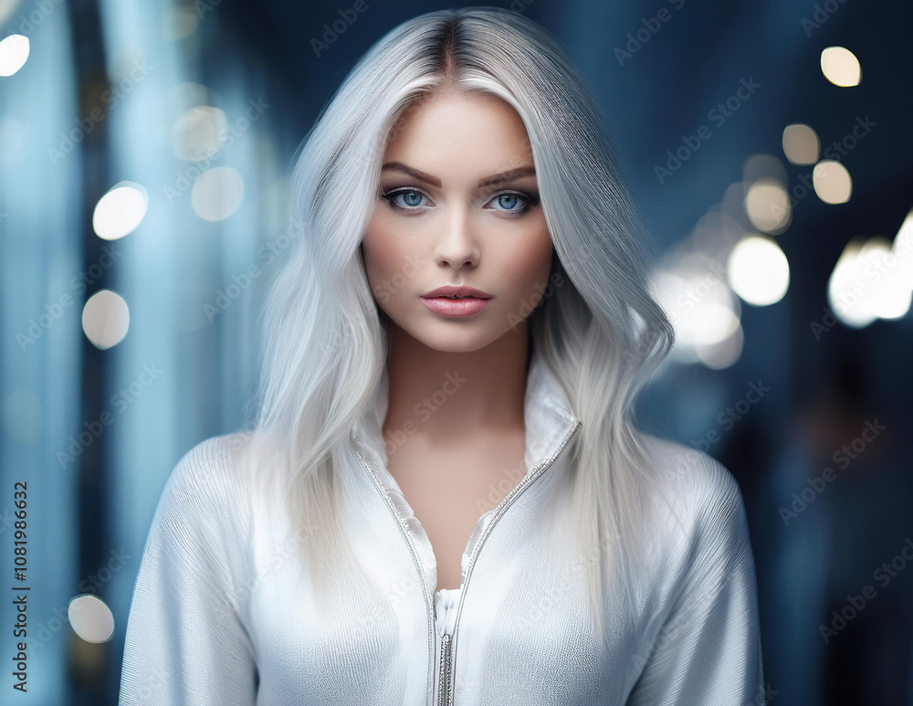 Eine Frau mit sehr hellen Haaren