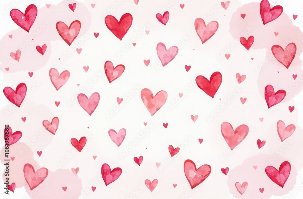 Valentines day background with watercolor hearts Valentines day background with watercolor hearts