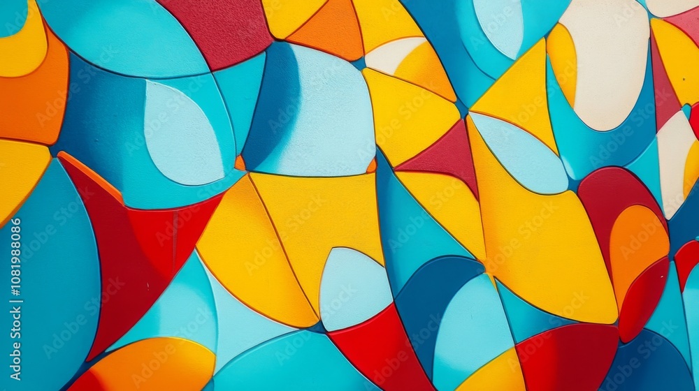 Fototapeta premium Abstract Colorful Composition Featuring Geometric Shapes in Vibrant Blue, Red, Yellow, and Orange for Artistic and Creative Backgrounds or Designs