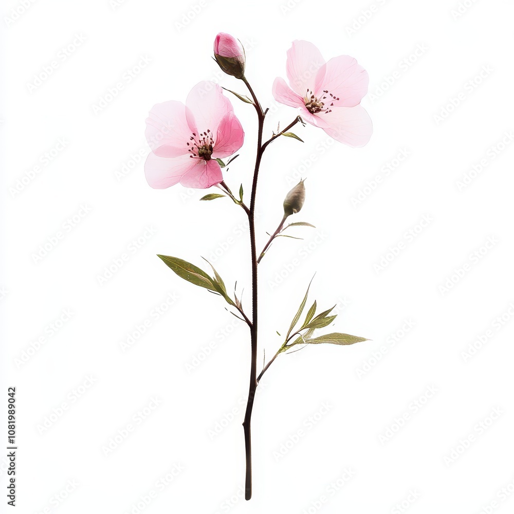 Fototapeta premium Delicate Pink Blossom on White Background