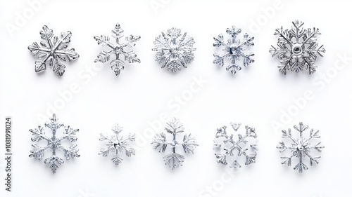 Set of snowflakes isolated on a white background