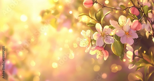 Delicate Blossoms of Spring in Soft Light with Bokeh Effect Creating a Dreamy Atmosphere of Renewal, Growth, and Natural Beauty in Nature’s Embrace