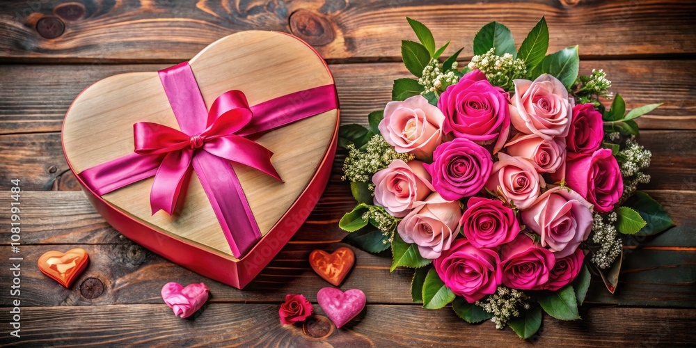 Pink Roses for Valentine's Day Gift in Heart-Shaped Box with Fresh Flowers, Romantic Bouquet, Drone Photography, Perfect for Love Celebrations, Heartfelt Present, Floral Arrangement Pink Roses for Valentine's Day Gift in Heart-Shaped Box with Fresh Flowers, Romantic Bouquet, Drone Photography, Perfect for Love Celebrations, Heartfelt Present, Floral Arrangement