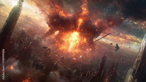 Mobile Suit universe, showing expansive sci-fi landscapes, advanced technology, and towering mechas