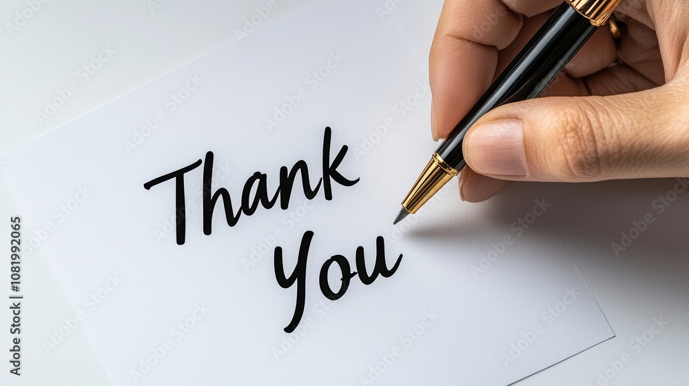 Handwriting Thank You Note with Pen on White Paper Handwriting Thank You Note with Pen on White Paper