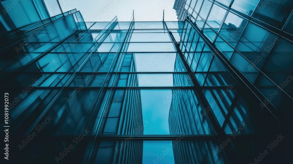 Close-up glass and steel facade modern Architecture exterior Close-up glass and steel facade modern Architecture exterior
