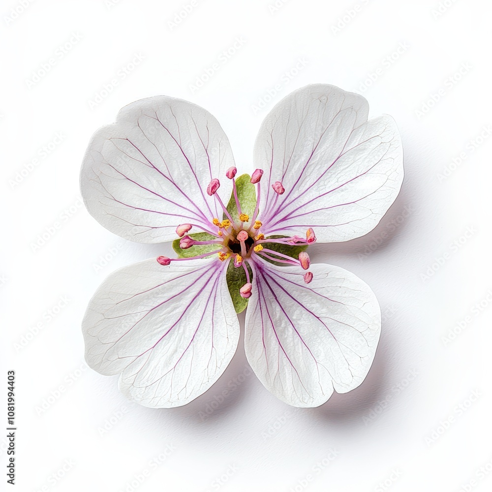 Fototapeta premium Delicate White Flower with Pink Details